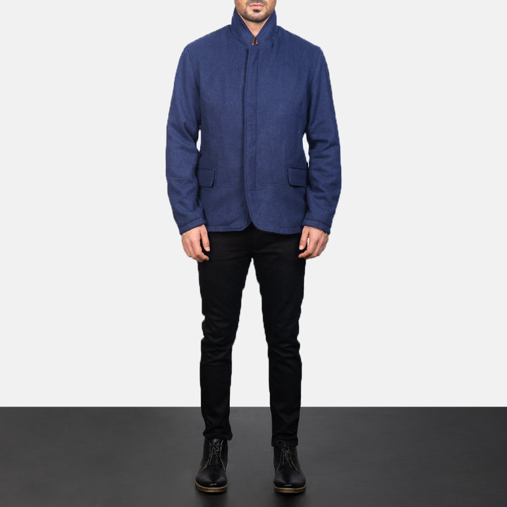 Thomas Blue Wool Jacket - men's jacket in blue wool, view 3
