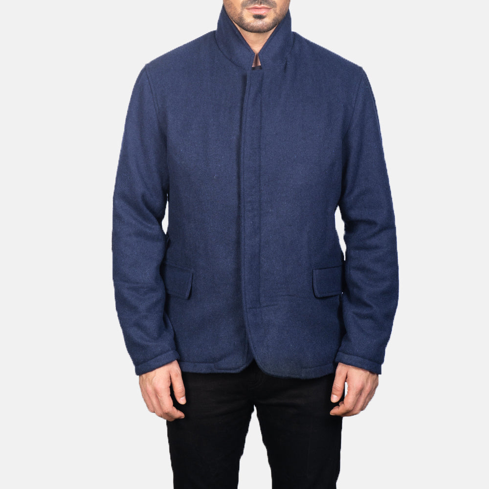 Thomas Blue Wool Jacket - men's jacket in blue wool, view 4