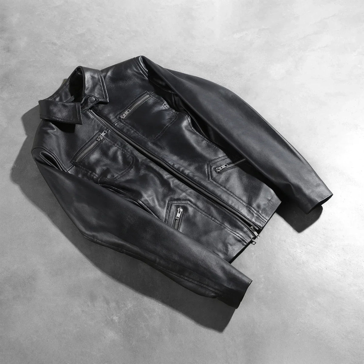 Tomachi Black Leather Jacket - women's jacket in black sheepskin leather, view 7