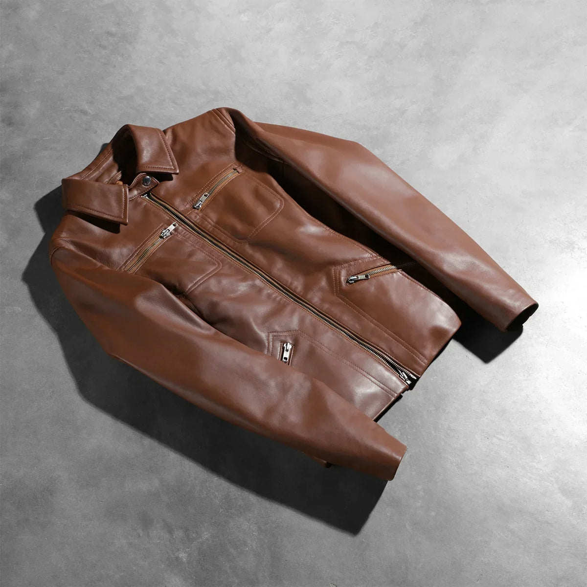 Tomachi Brown Leather Jacket - women's jacket in brown sheepskin leather, view 7