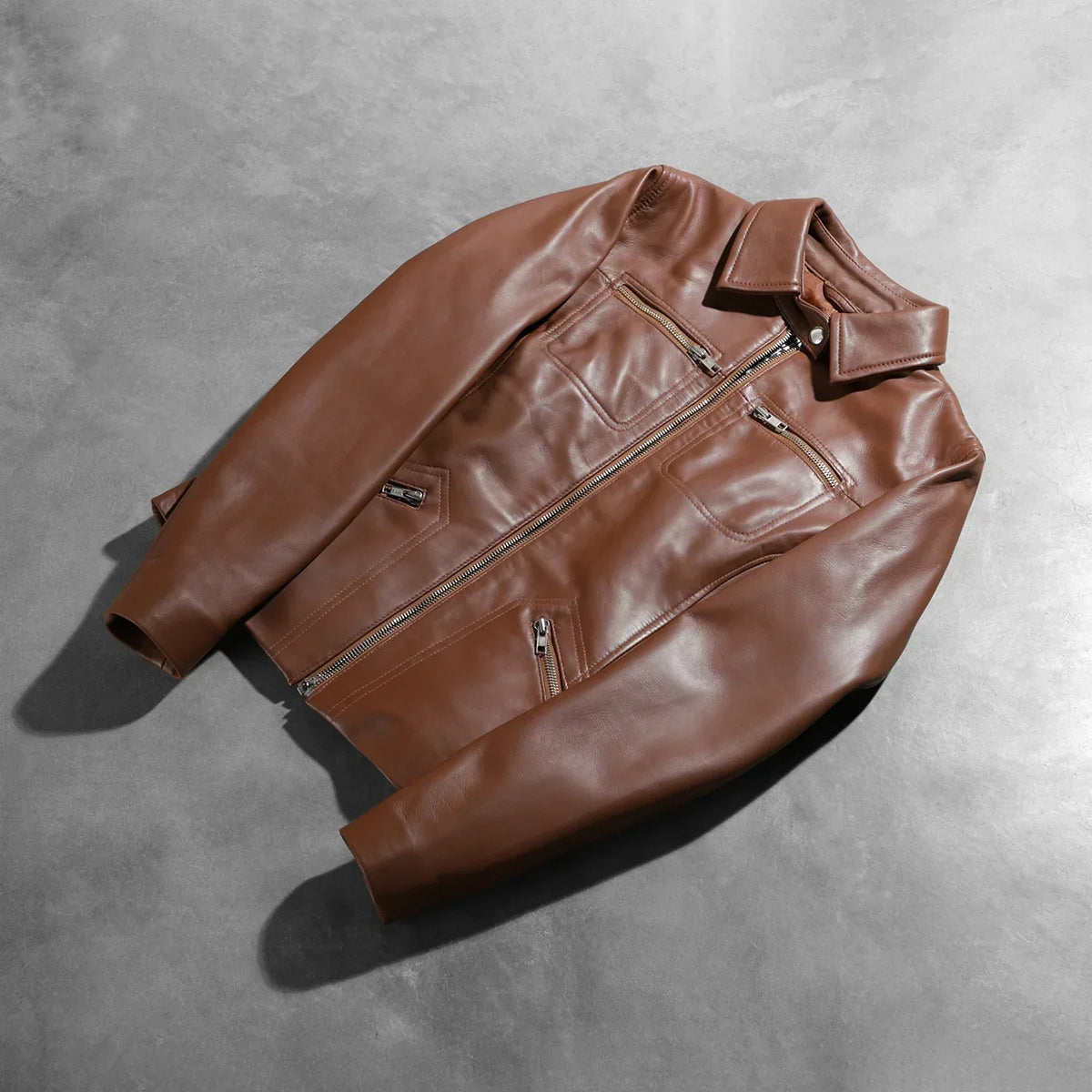 Tomachi Brown Leather Jacket - women's jacket in brown sheepskin leather, view 8