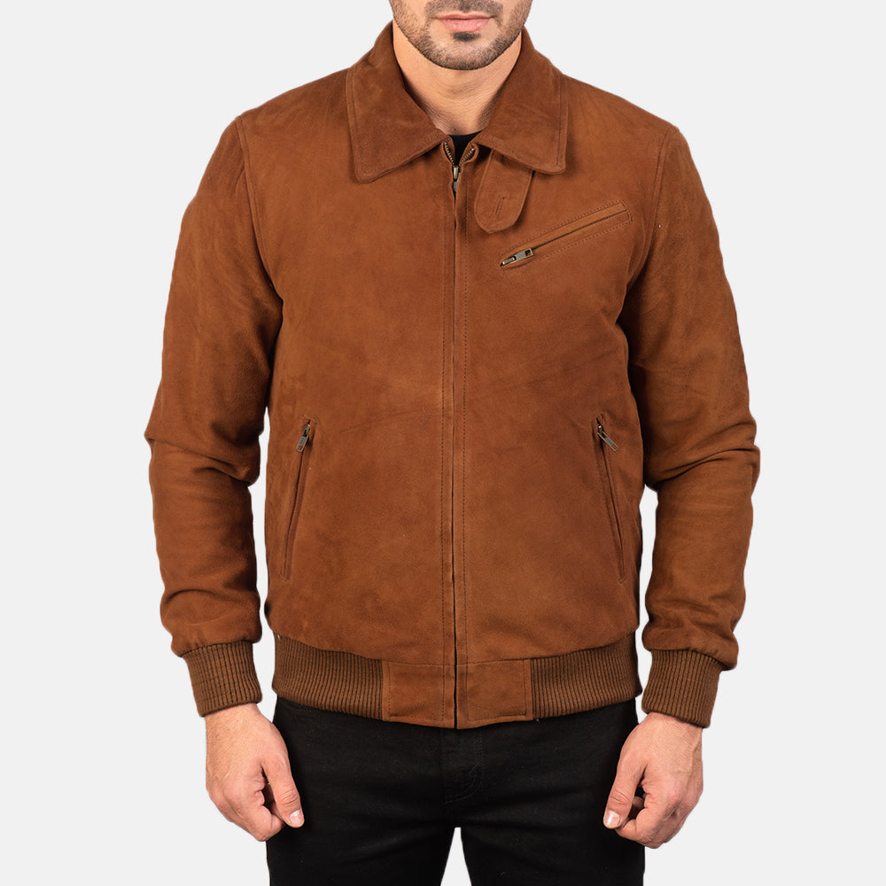 Tomchi Tan Suede Leather Jacket - men's jacket in tan suede leather, view 4