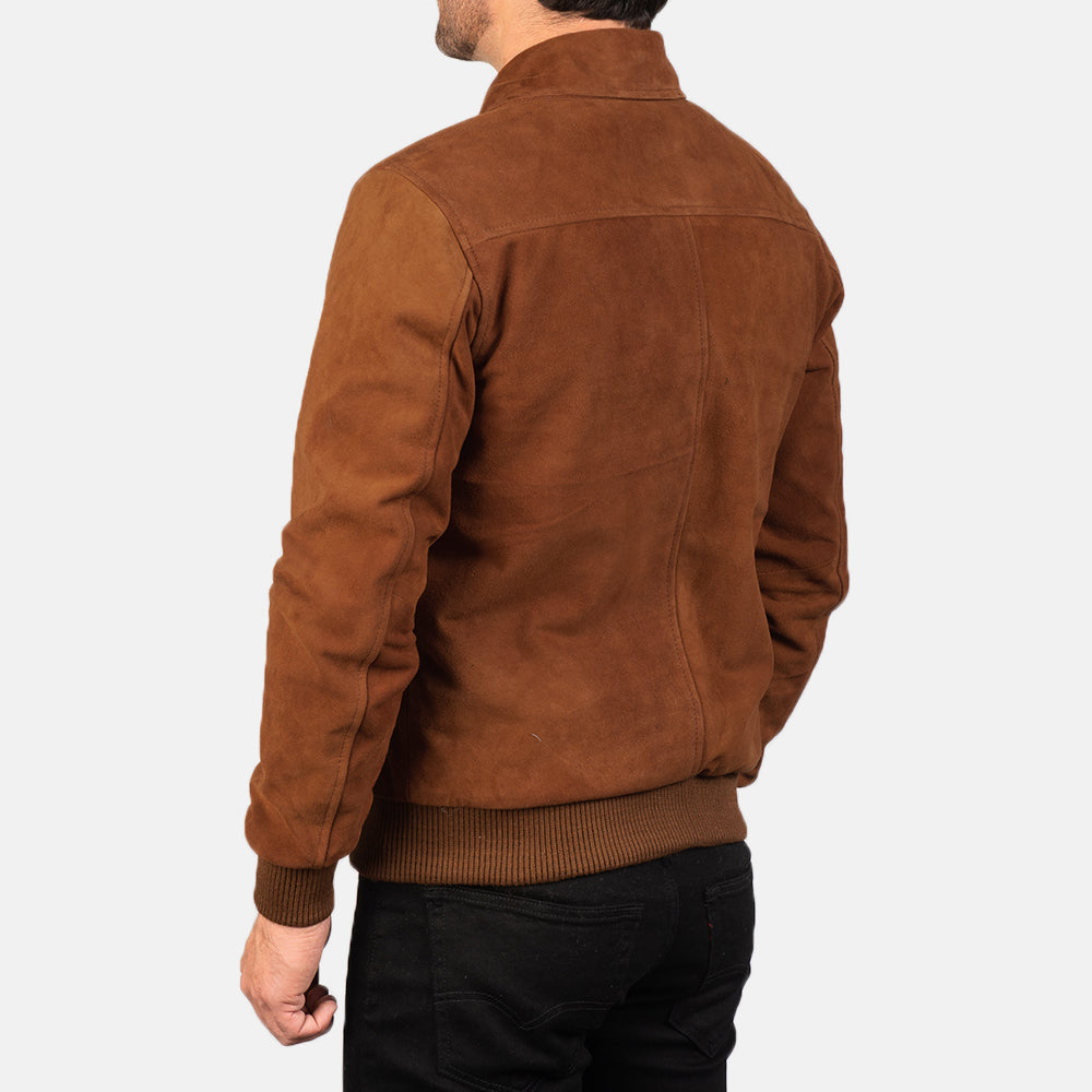 Tomchi Tan Suede Leather Jacket - men's jacket in tan suede leather, view 6