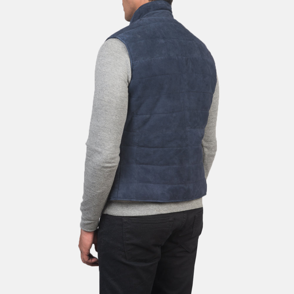 Tony Blue Suede Vest - men's vest in blue suede leather, view 5