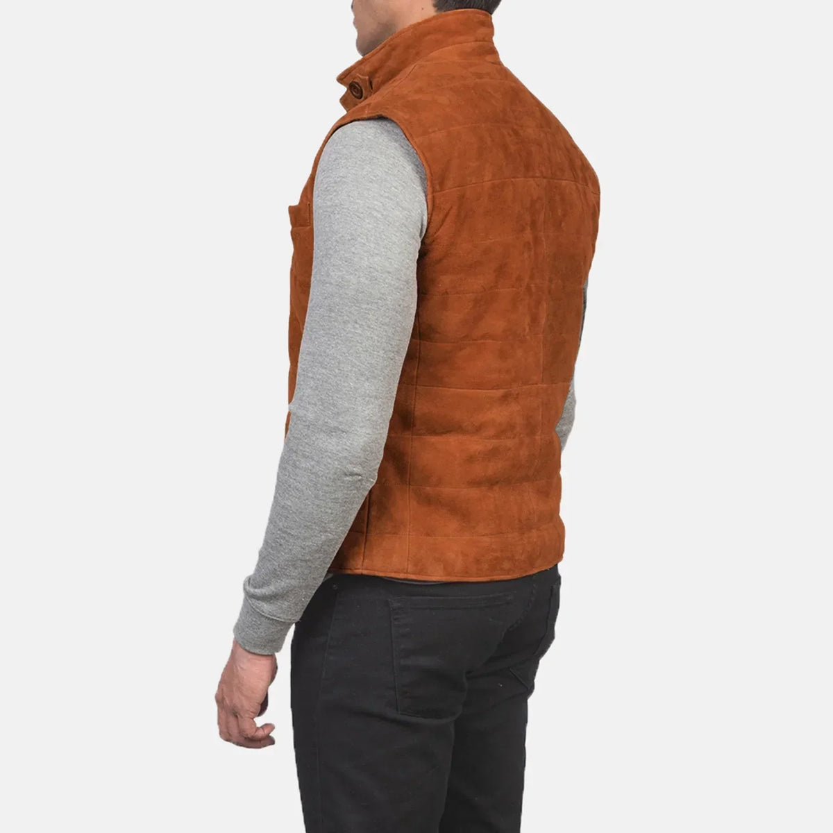 Tony Brown Suede Vest - men's vest in brown suede leather, view 5