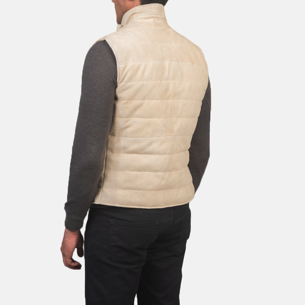 Tony Off-White Suede Vest - men's vest in off-white suede leather, view 5