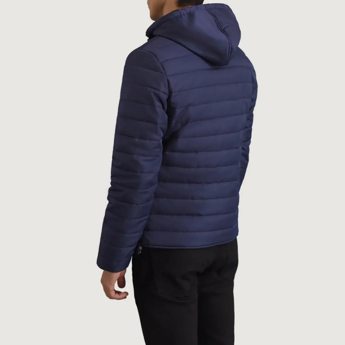 Tyler Blue Hooded Puffer Jacket - men's jacket in blue nylon-polyester fabric, view 5