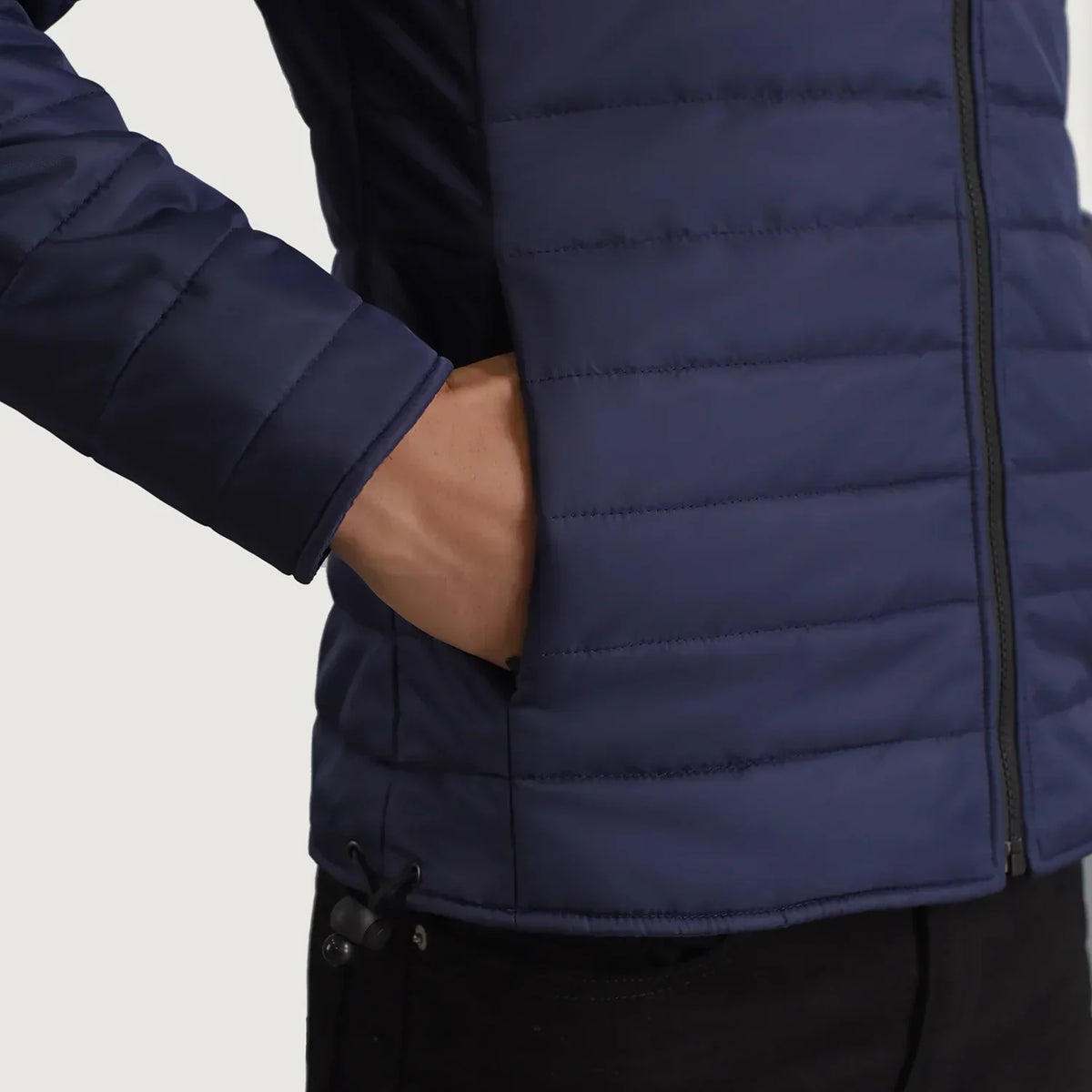 Tyler Blue Hooded Puffer Jacket - men's jacket in blue nylon-polyester fabric, view 6