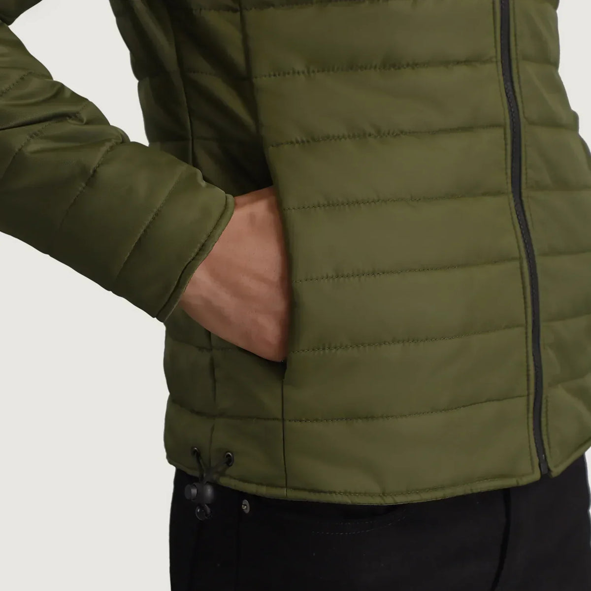 Tyler Green Hooded Puffer Jacket - men's jacket in green nylon-polyester fabric, view 6