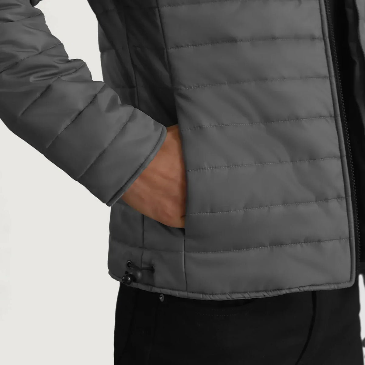 Tyler Grey Hooded Puffer Jacket - men's jacket in grey nylon-polyester fabric, view 6