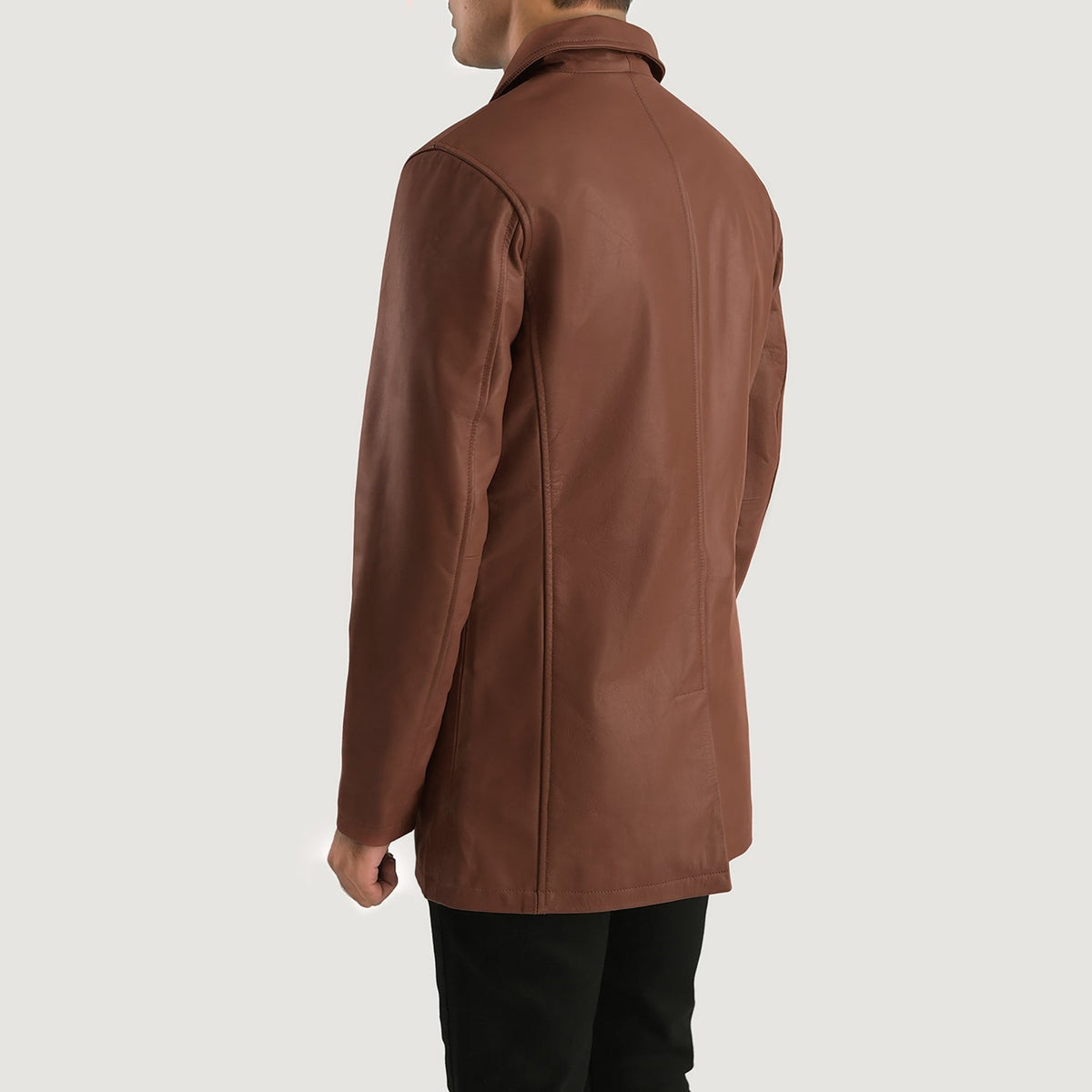 Urban Slate Brown Leather Coat - men's coat in brown & slate cowhide leather, view 5