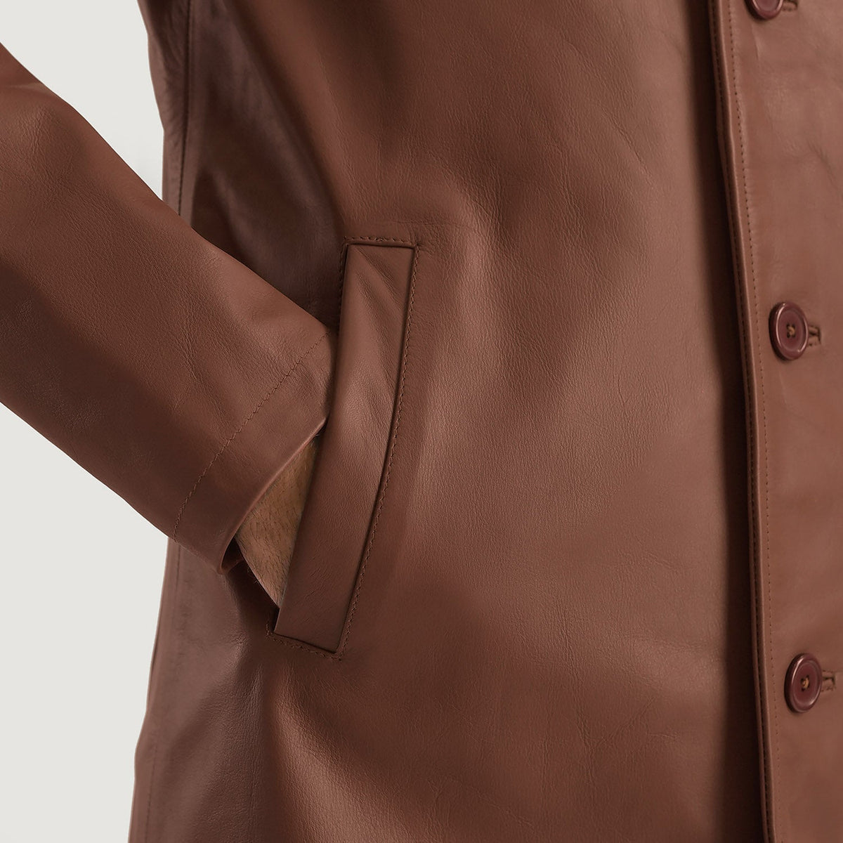 Urban Slate Brown Leather Coat - men's coat in brown & slate cowhide leather, view 6