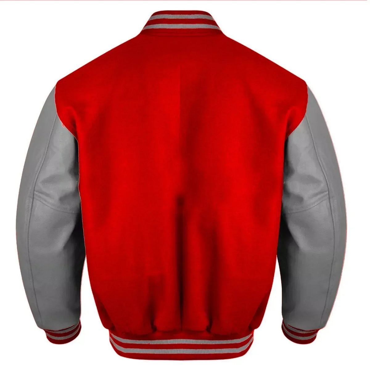 Brex Varsity Baseball College Lettermen Retro Bomber Red Wool & Grey Leather Jacket - varsity letterman jacket, view 2