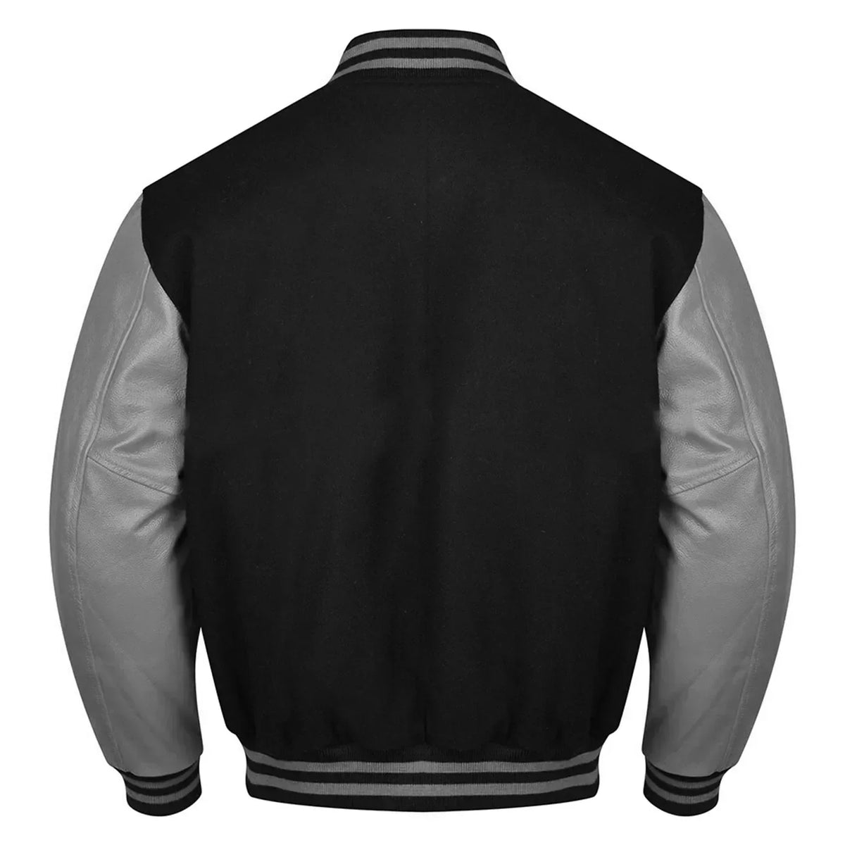 Brex Varsity Black Letterman Baseball Wool & Grey Real Leather Sleeves Jacket - varsity letterman jacket, view 2