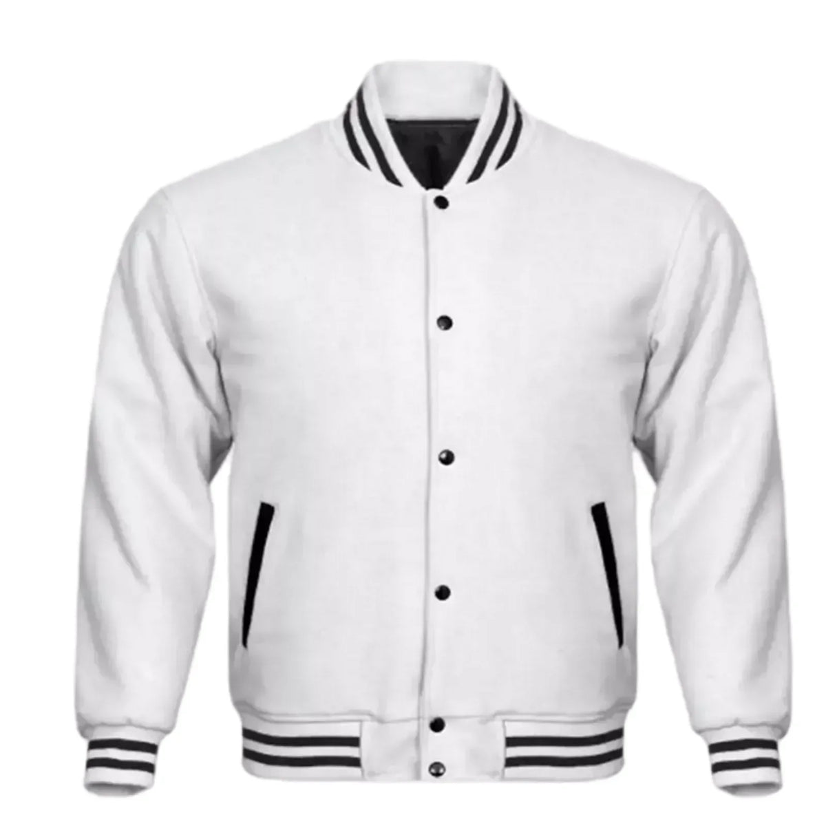 Brex Varsity Classic Retro Letterman Baseball All Wool Solid White Jacket - varsity letterman jacket, view 1