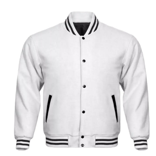 Brex Varsity Classic Retro Letterman Baseball All Wool Solid White Jacket - varsity letterman jacket, view 1