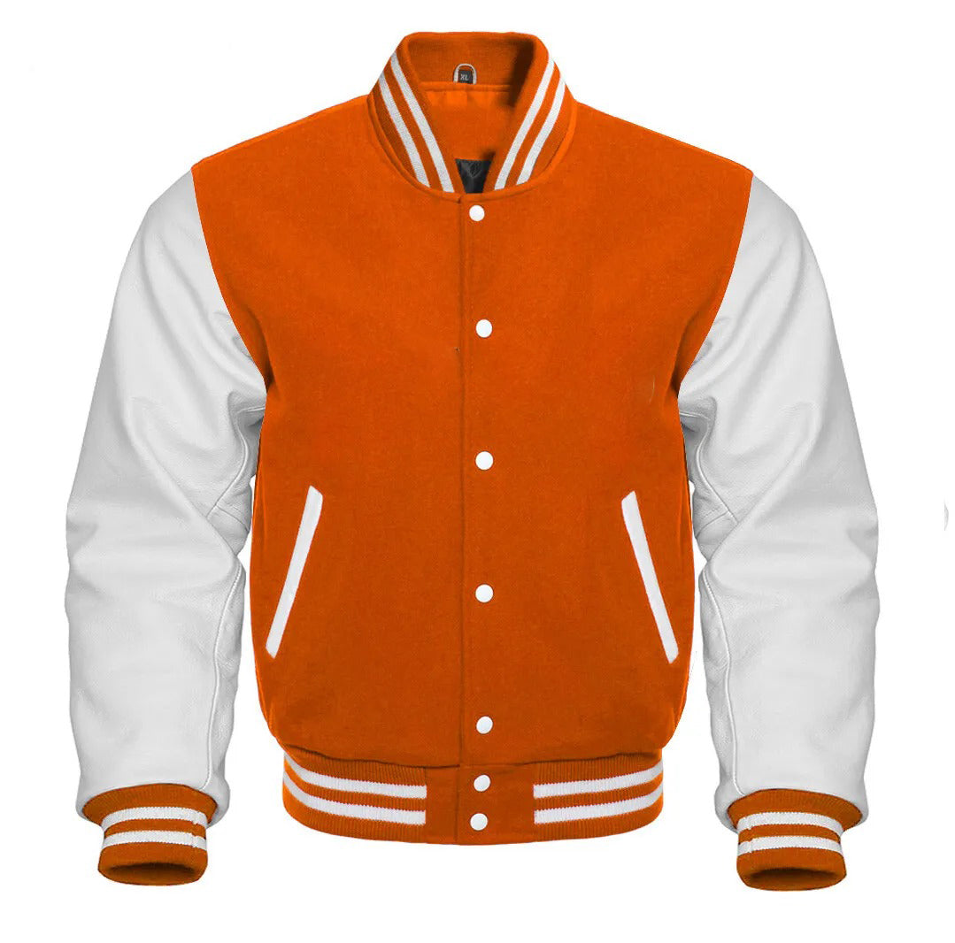 Brex Varsity Letterman Bomber Baseball College Jacket Wool & Real Leather Sleeves - varsity letterman jacket, view 1
