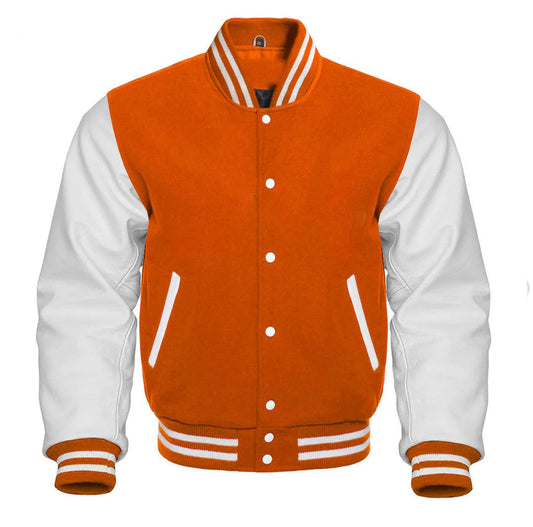 Brex Varsity Letterman Bomber Baseball College Jacket Wool & Real Leather Sleeves - varsity letterman jacket, view 1
