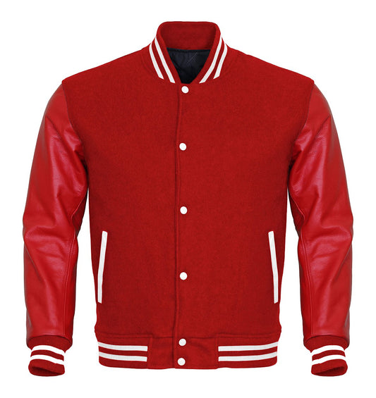 Brex Varsity Letterman Bomber Retro Baseball Jacket Wool & Genuine Leather Sleeves - varsity letterman jacket, view 1