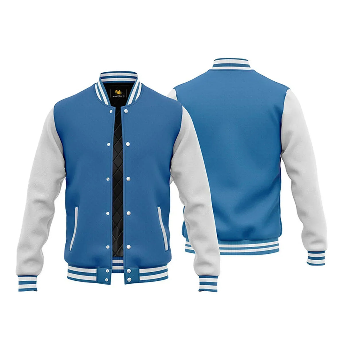 Brex Varsity Sky Blue Letterman Baseball Wool & White Real Leather Sleeves Jacket - varsity letterman jacket, view 1