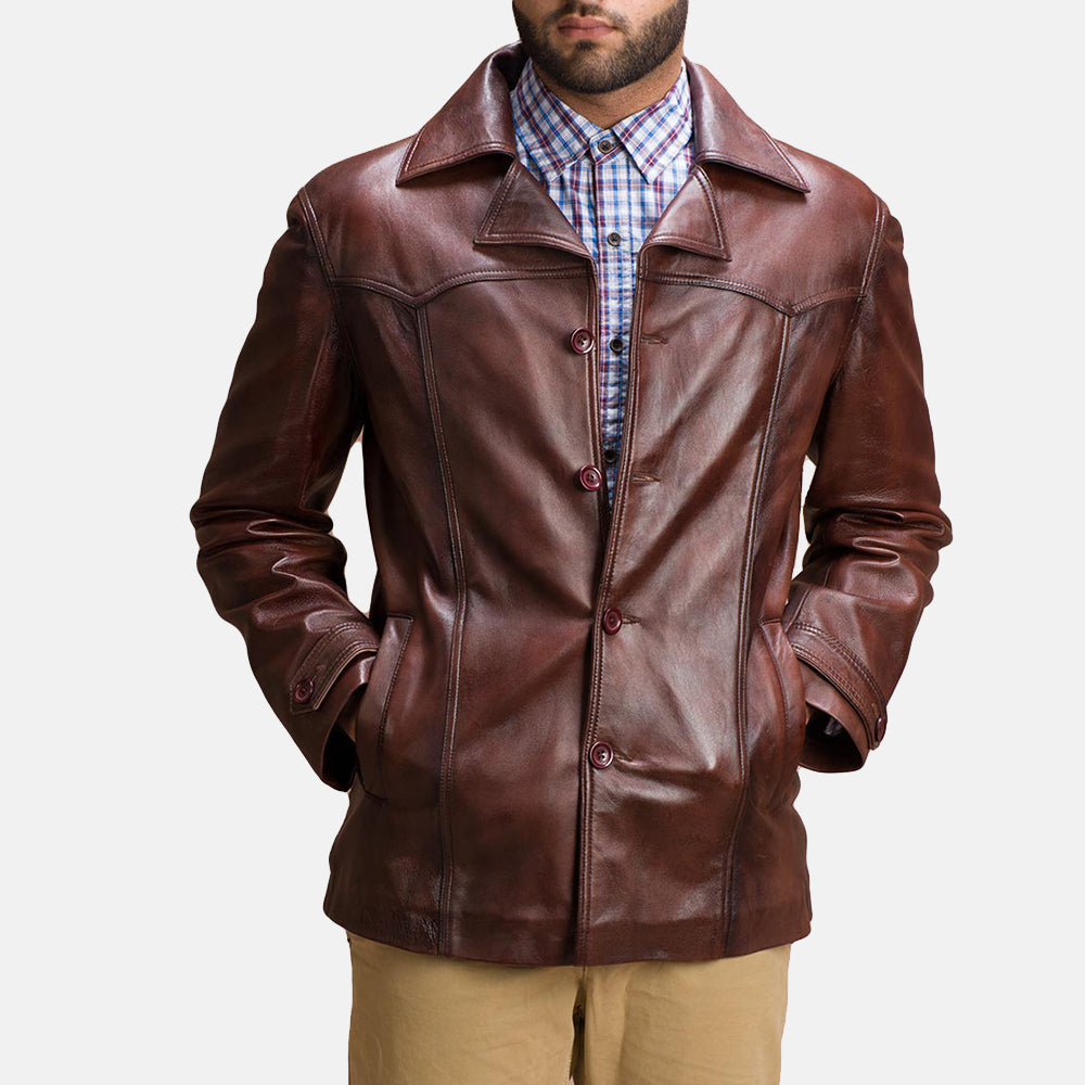 Vincent Alley Brown Leather Jacket - men's jacket in brown sheepskin leather, view 2