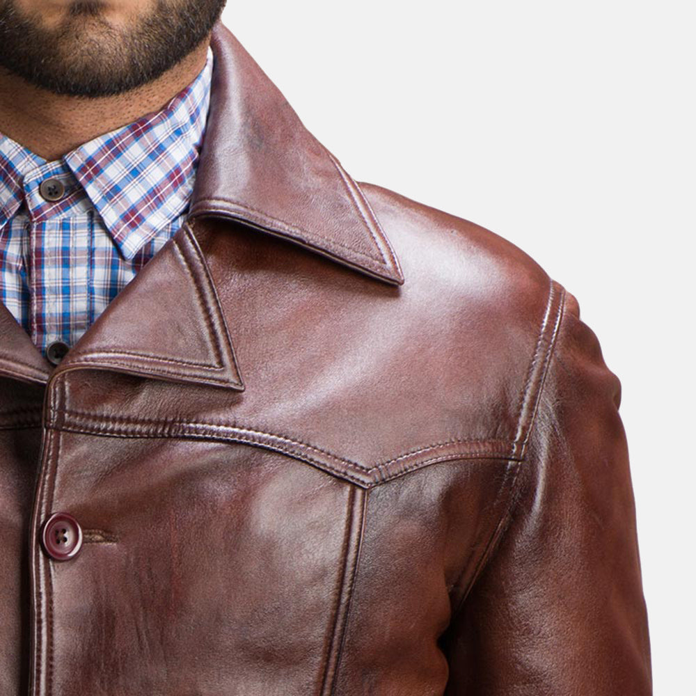 Vincent Alley Brown Leather Jacket - men's jacket in brown sheepskin leather, view 3
