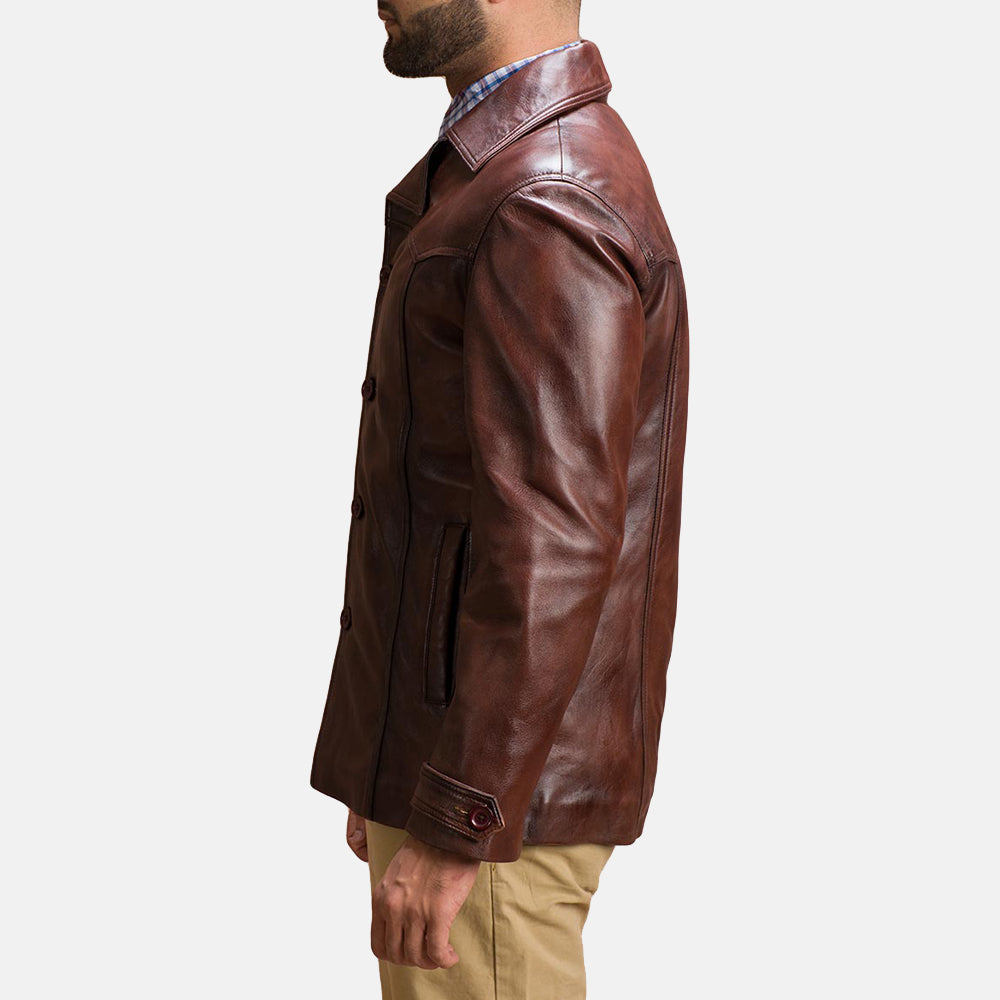 Vincent Alley Brown Leather Jacket - men's jacket in brown sheepskin leather, view 4