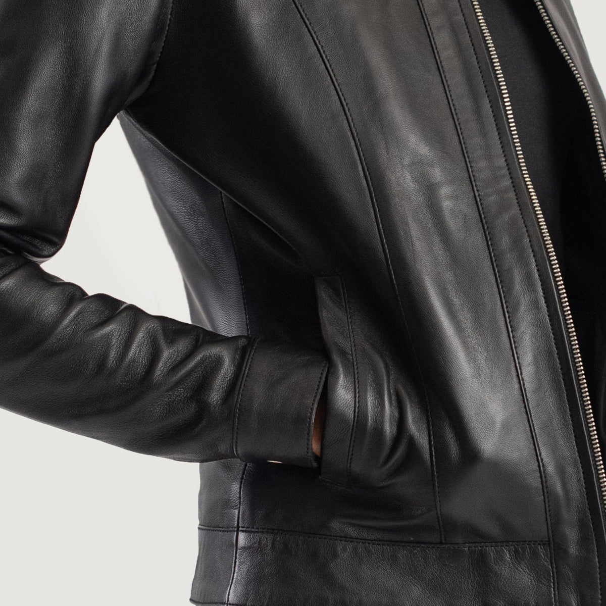 Vixen Black Classic Collar Leather Jacket - women's jacket in black sheepskin leather, view 6