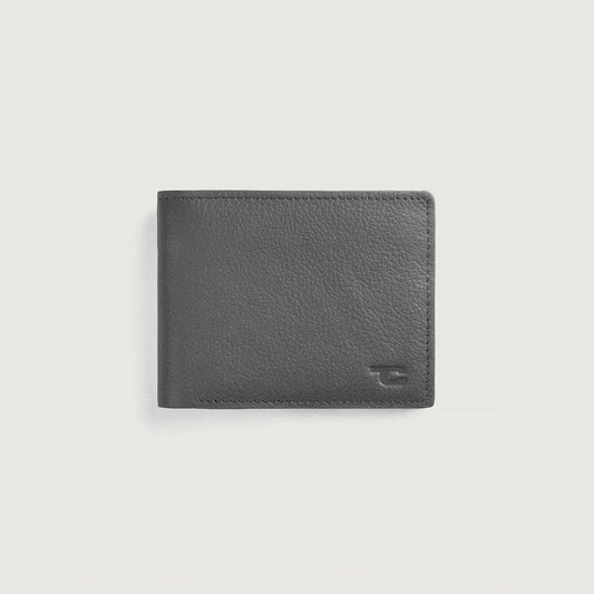 Brex Voren Grey Leather Bi-fold Wallet - grey bi-fold leather wallet, view 1