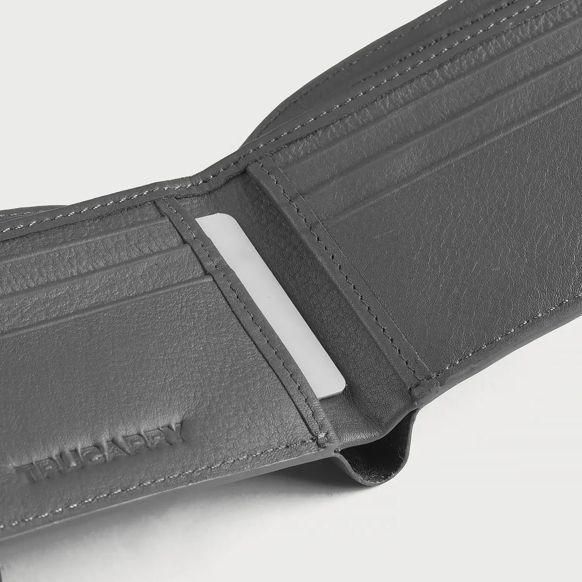 Brex Voren Grey Leather Bi-fold Wallet - grey bi-fold leather wallet, view 4
