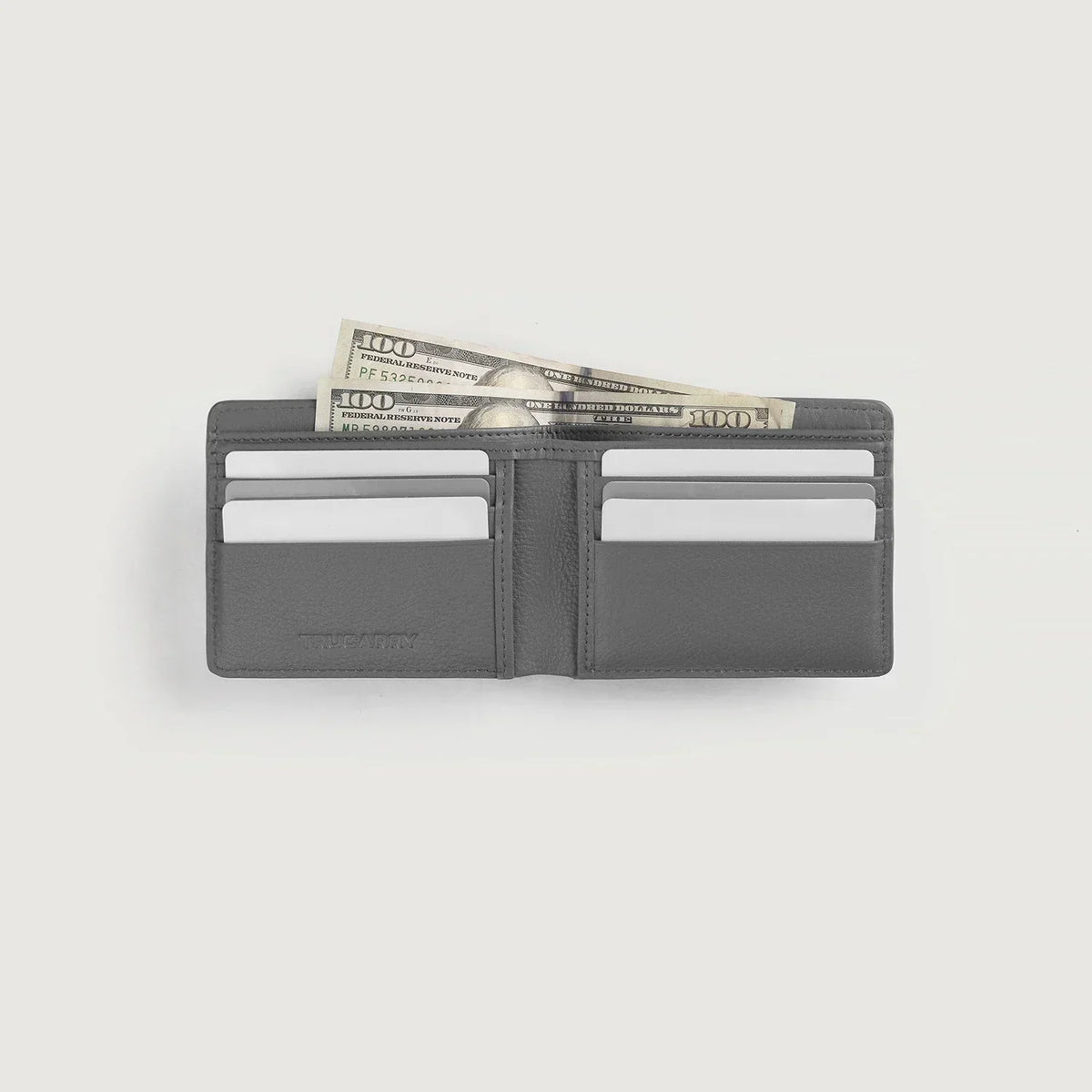 Brex Voren Grey Leather Bi-fold Wallet - grey bi-fold leather wallet, view 5
