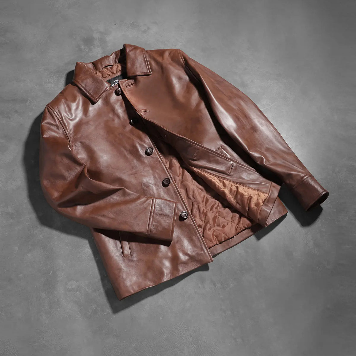 Waffle Brown Leather Jacket - men's jacket in brown sheepskin leather, view 6