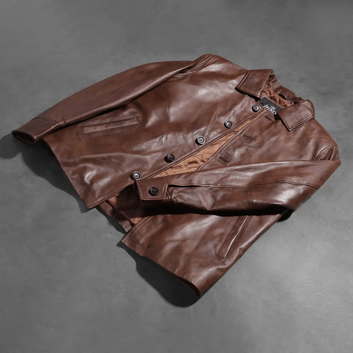 Waffle Brown Leather Jacket - men's jacket in brown sheepskin leather, view 7