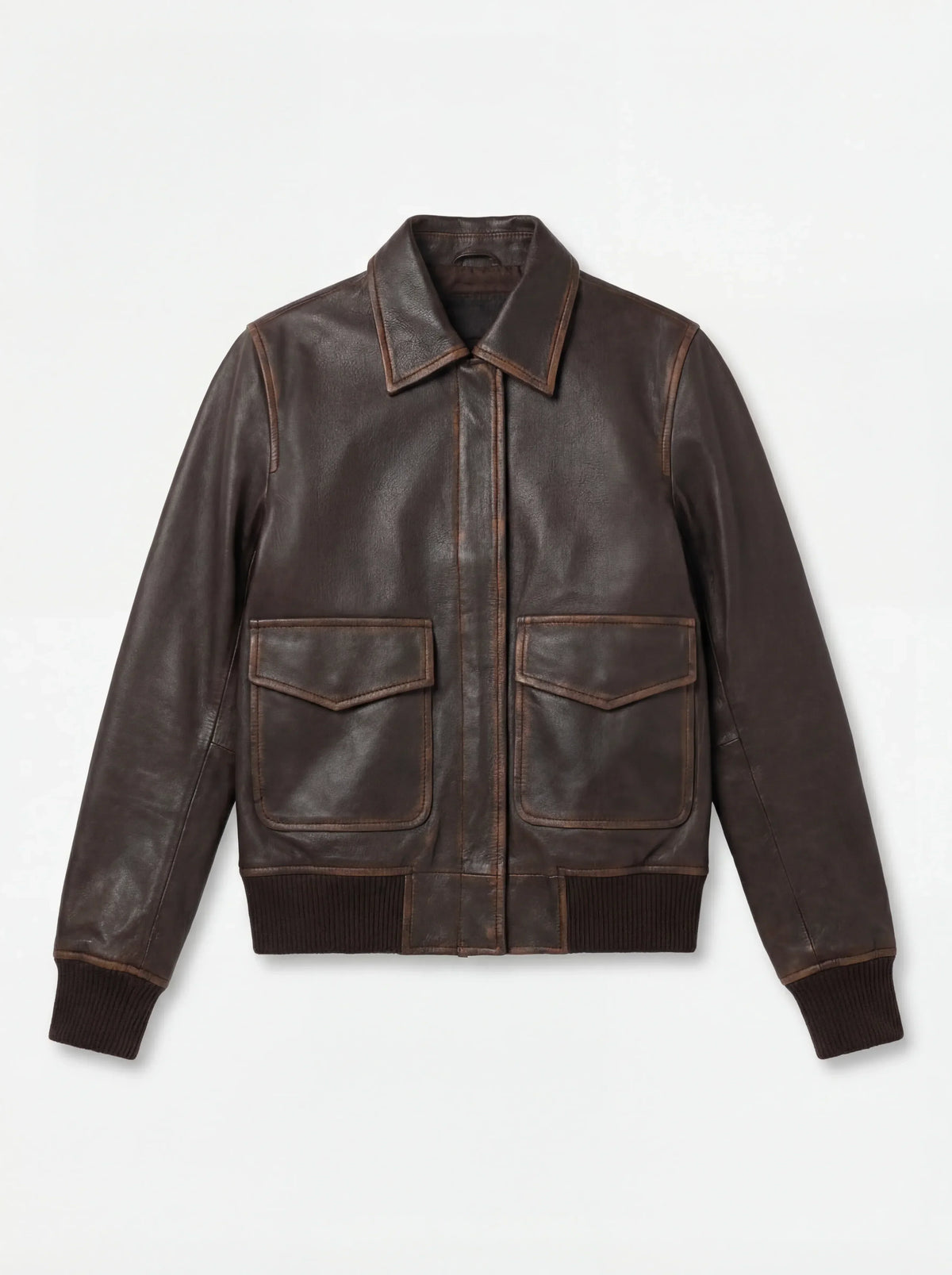 Westa A-2 Brown Leather Bomber Jacket - women's jacket in brown goatskin leather, view 4
