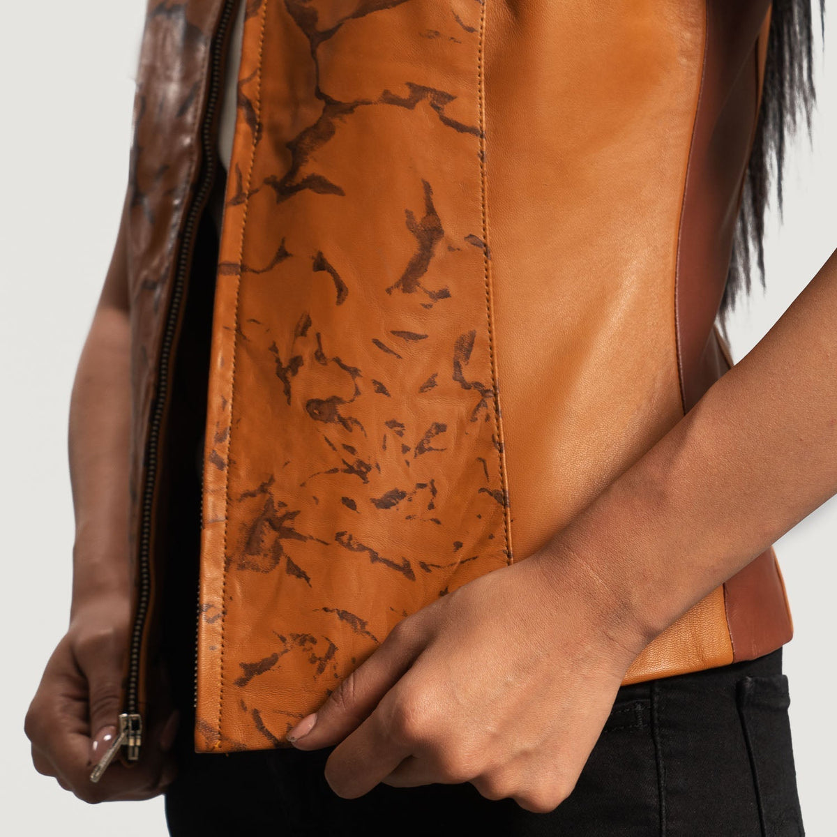 Brex Westina Tan Dye Leather Vest - women's vest in tan sheepskin leather, view 5