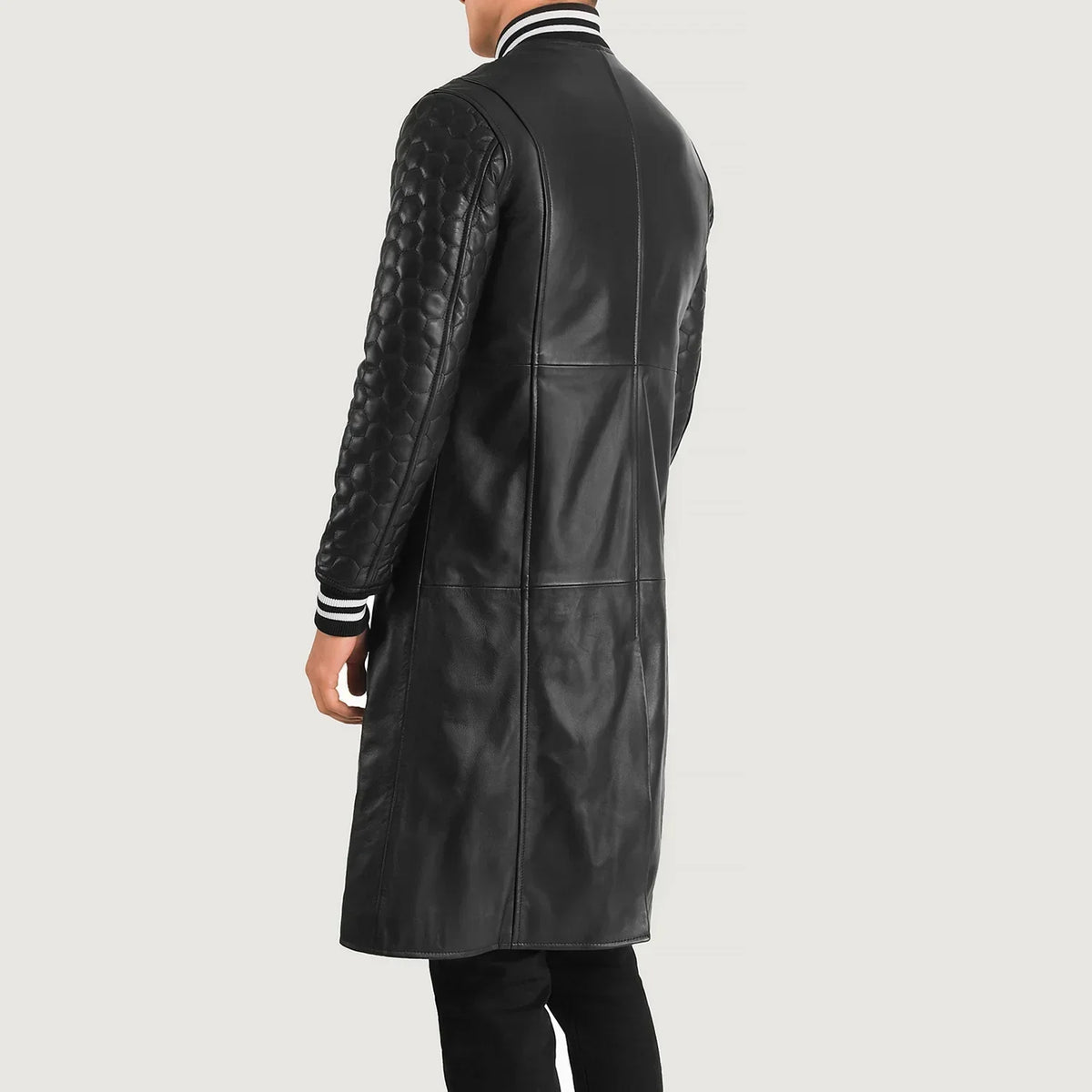 Wilde Black Leather Varsity Coat - men's coat in black sheepskin leather, view 5