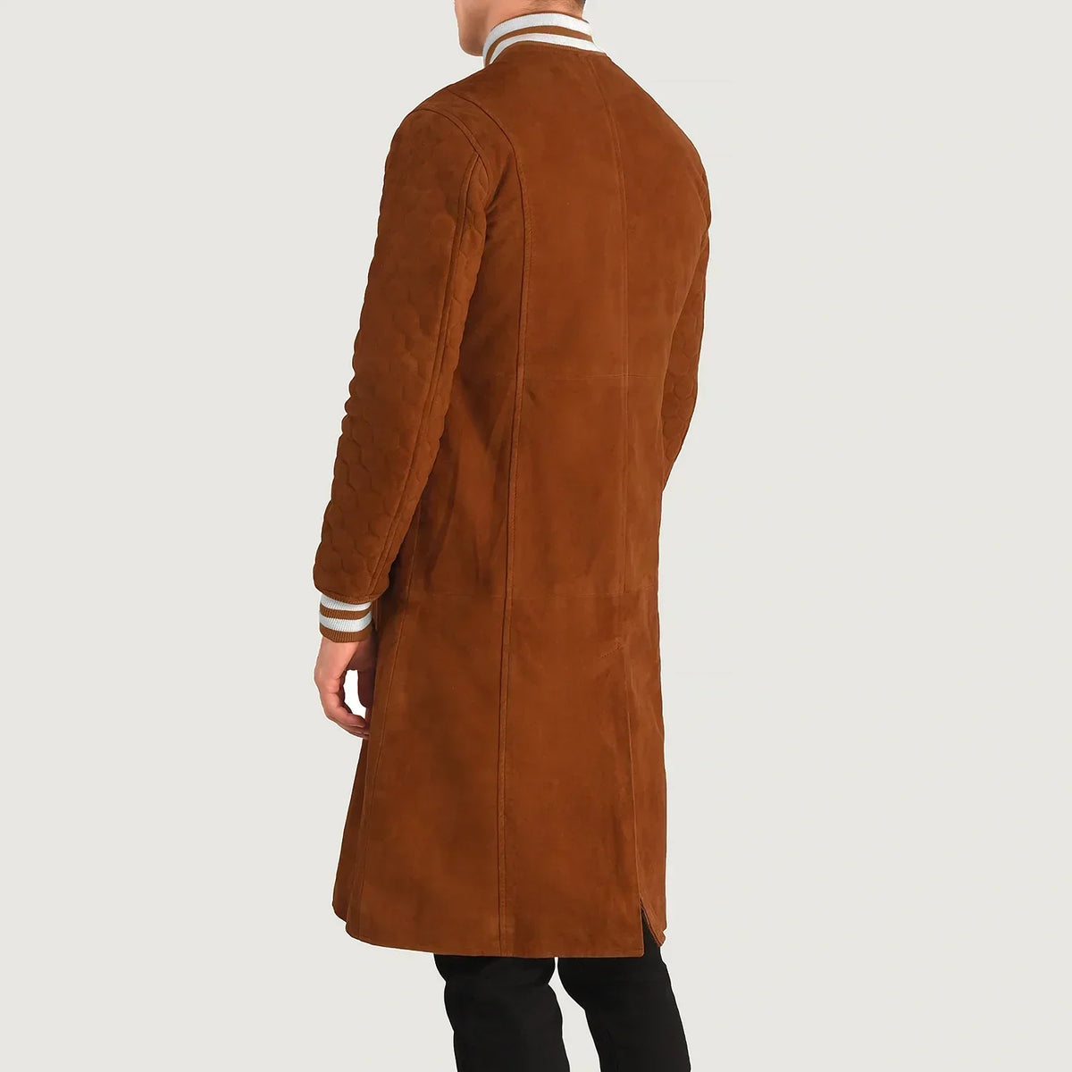 Wilde Brown Suede Varsity Coat - men's coat in brown suede leather, view 5