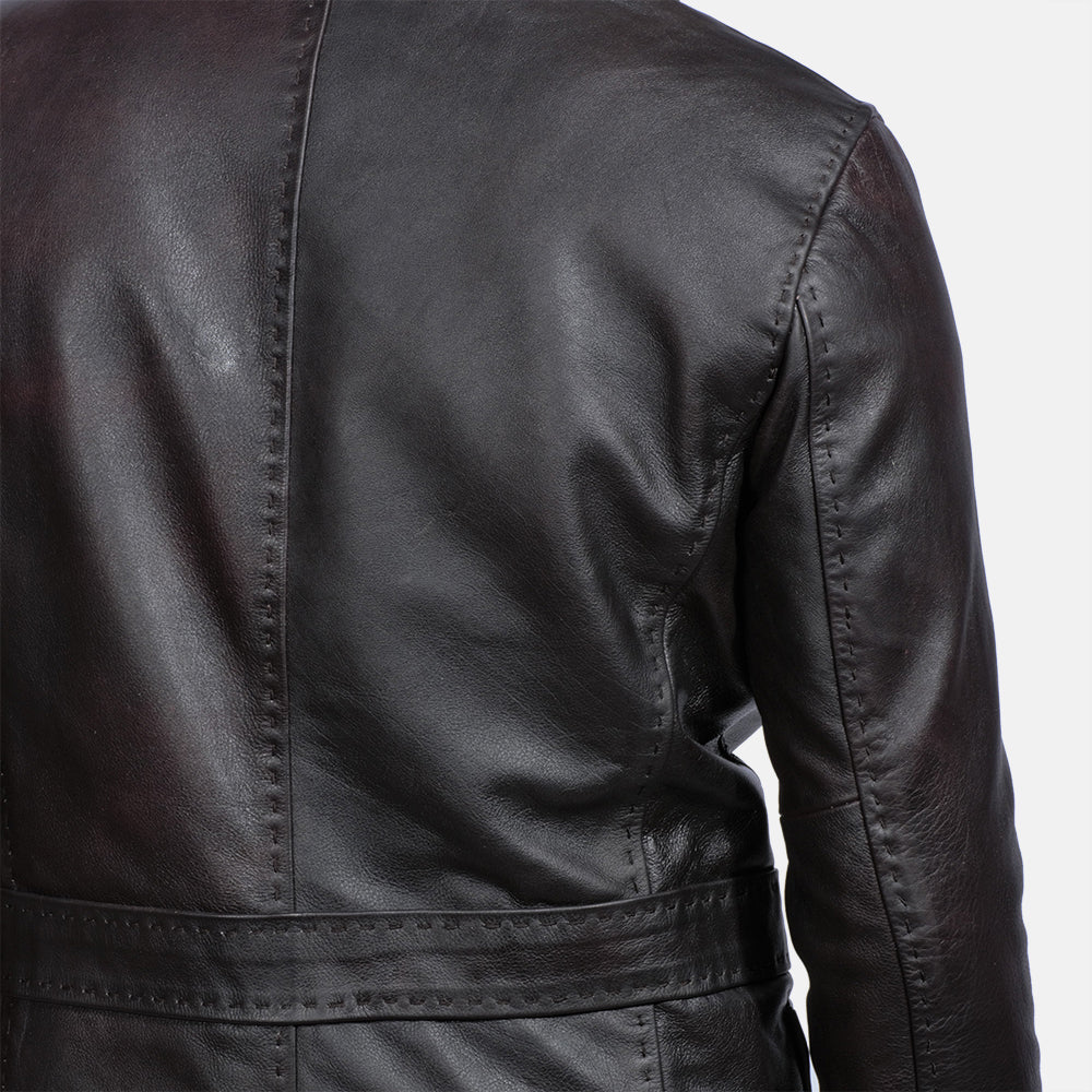 Wine Black Leather Blazer - men's blazer in black cowhide leather, view 5