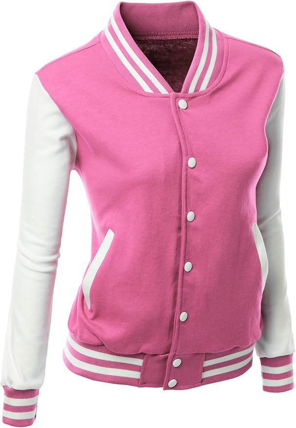 Brex Women's Stylish Color Contrast Long Sleeves Varsity Jacket-01 - women's varsity letterman jacket, view 2