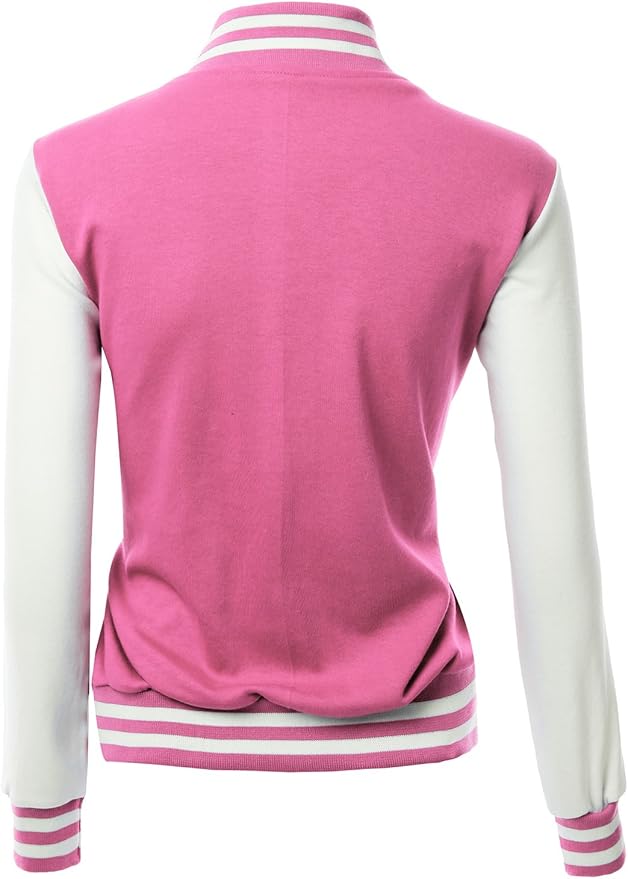 Brex Women's Stylish Color Contrast Long Sleeves Varsity Jacket-01 - women's varsity letterman jacket, view 3