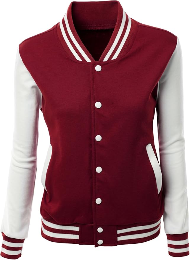 Brex Women's Stylish Color Contrast Long Sleeves Varsity Jacket-04 - women's varsity letterman jacket, view 1