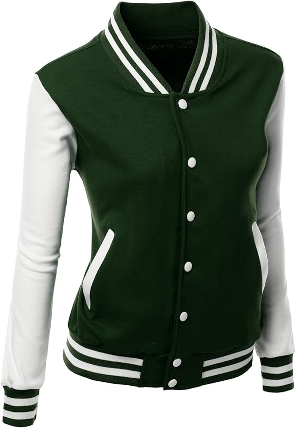 Brex Women's Stylish Color Contrast Long Sleeves Varsity Jacket-05 - women's varsity letterman jacket, view 1