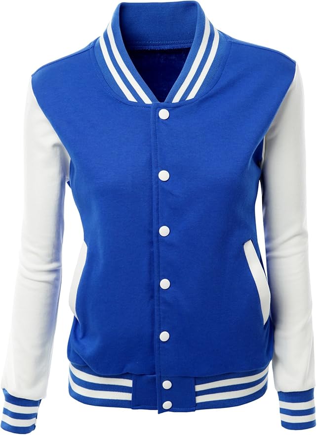 Brex Women's Stylish Color Contrast Long Sleeves Varsity Jacket-08 - women's varsity letterman jacket, view 1