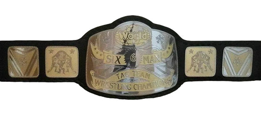 World 6 Six Man Tag Team Wrestling Championship Inspired Collectible Title Belt - photo 1 of 3 | Brex International