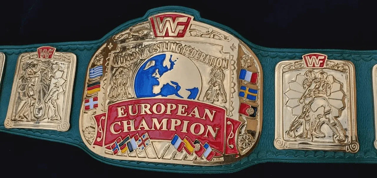 WWF European Championship Wrestling Inspired Belt block logo 4mm zinc adult size - photo 2 of 8 | Brex International