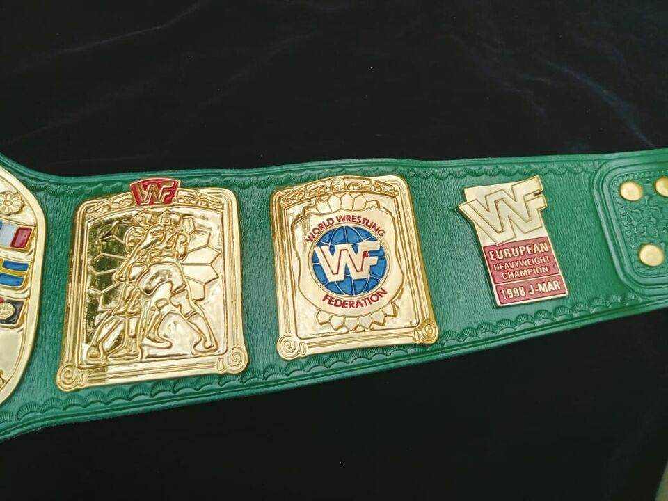 WWF European Championship Wrestling Inspired Belt block logo 4mm zinc adult size - photo 4 of 8 | Brex International