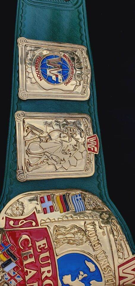 WWF European Championship Wrestling Inspired Belt block logo 4mm zinc adult size - photo 5 of 8 | Brex International