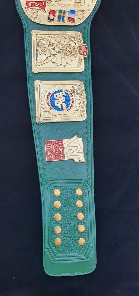 WWF European Championship Wrestling Inspired Belt block logo 4mm zinc adult size - photo 6 of 8 | Brex International