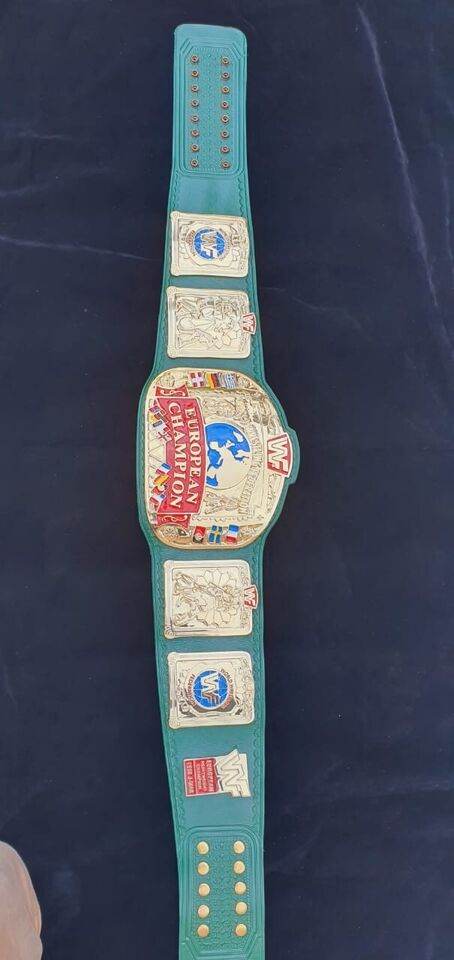 WWF European Championship Wrestling Inspired Belt block logo 4mm zinc adult size - photo 8 of 8 | Brex International