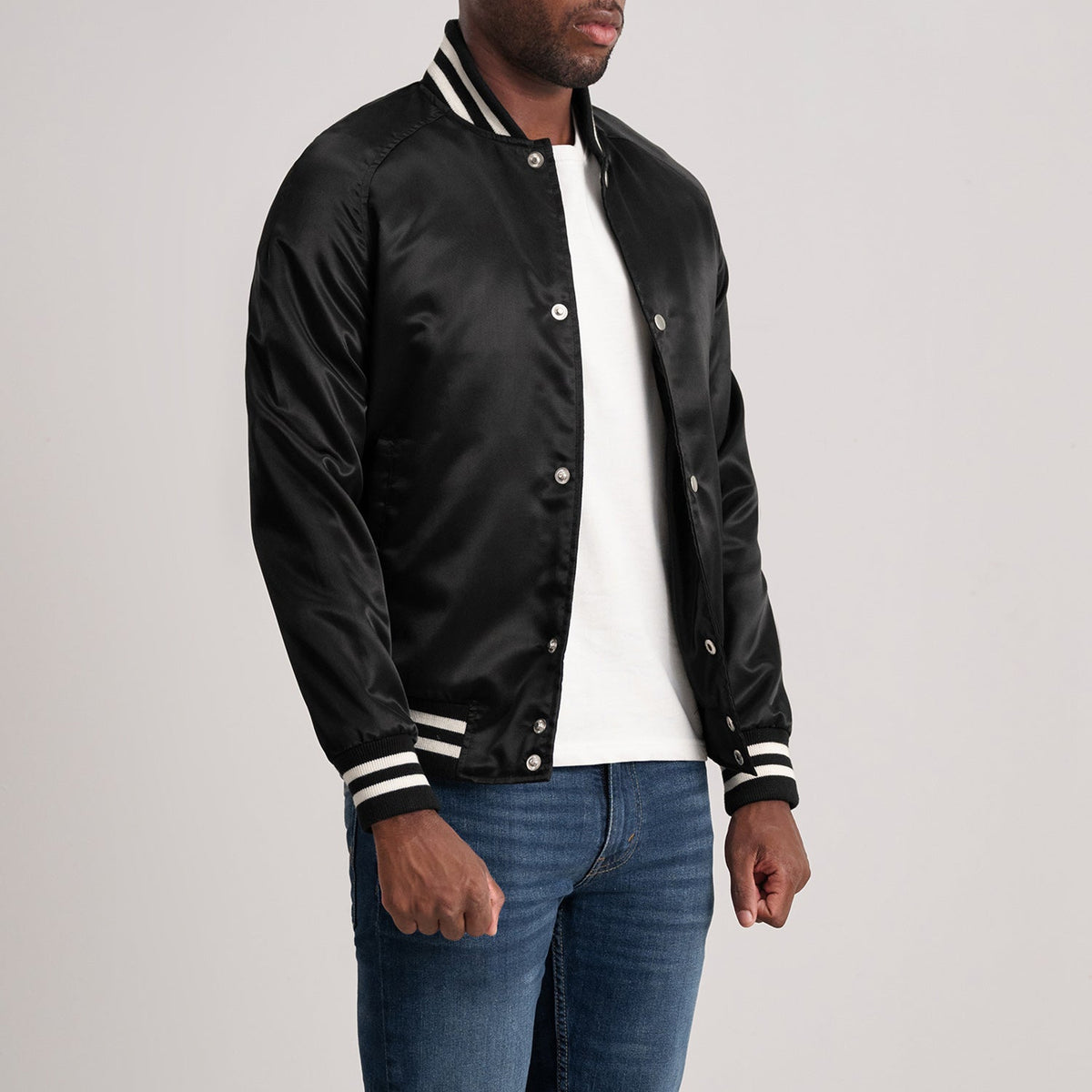 Xander Black Varsity Jacket - men's jacket in black, view 2